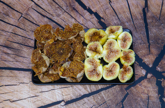 Studio shots of fresh and processed black and white figs&mdash;some of the most beloved fruits 'incir, kuru incir, siyah incir, beyaz incir'