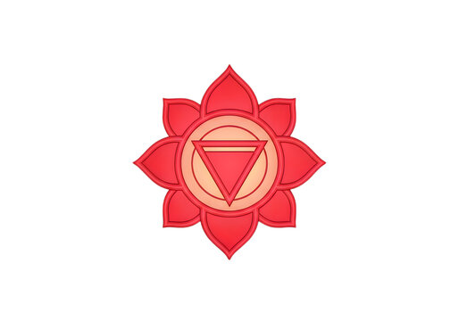 Red Swadhisthana Chakra symbol with warm gradient glowing against a clean backdrop isolated on transparent background
