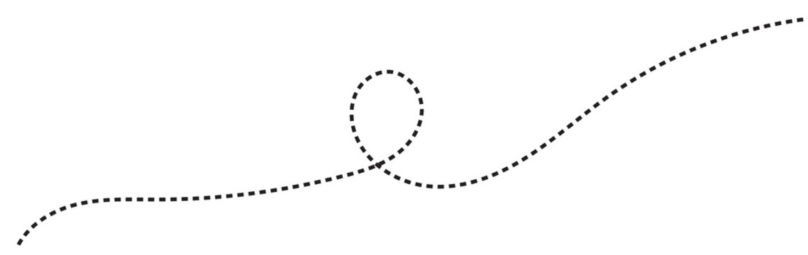 Abstract Hand-Drawn Dotted Line Collection. Dotted Spiral Curve Line. Hand Sketched Curly Border. Curly dotted line. Long dashed hand drawn squiggle.