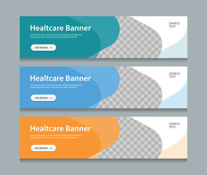 set horizontal Healthcare web banner design background template. Suitable for web and social media ads. Vector illustration file with Space to add pictures.