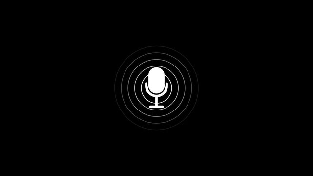 Animated microphone with sound waves pulse for podcast and audio branding