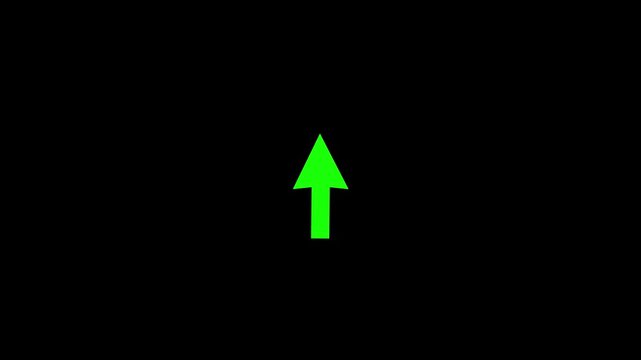 green wiggly up pointing sketch arrow icon on alpha 4k, up direction arrows symbol. arrow button icon or swipe-upload arrow signal animation.
