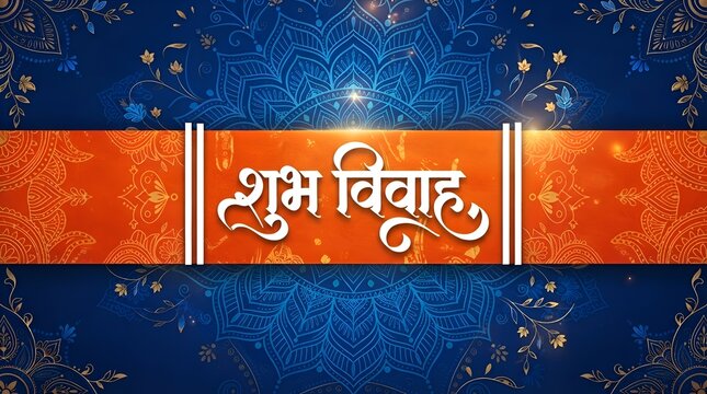 Marathi Calligraphy &ldquo;Shubh Vivah&rdquo; Happy Wedding Message, Marathi Wedding Invitation