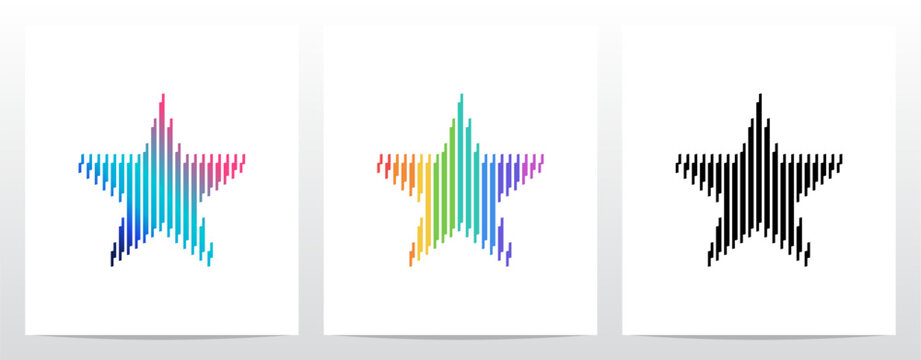 Star symbol mark made of vertical lines stripes parallel