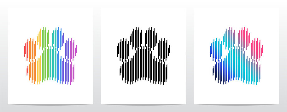 Paw symbol mark made of vertical lines stripes parallel