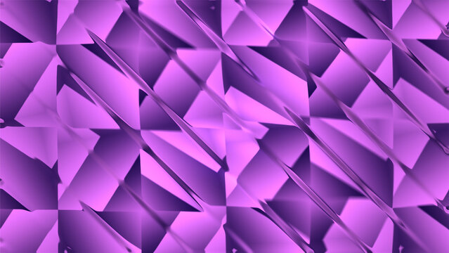 Futuristic purple crystal geometric abstract pattern background. Modern sharp low poly violet texture backdrop. Premium glossy metallic diamond wallpaper.