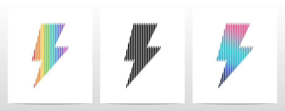 Lightning bolt symbol mark made of vertical lines stripes parallel