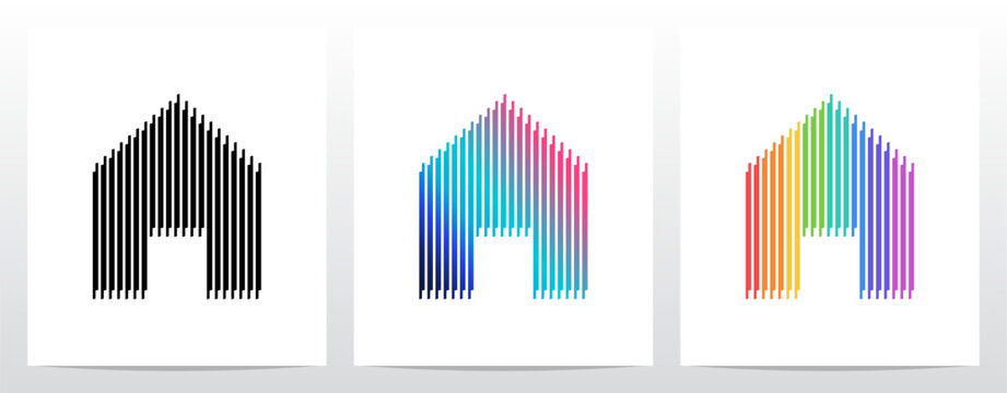 House symbol mark made of vertical lines stripes parallel