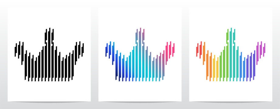 Crown symbol mark made of vertical lines stripes parallel
