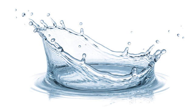 Dynamic water splash crown shape with droplets and png on transparent background
