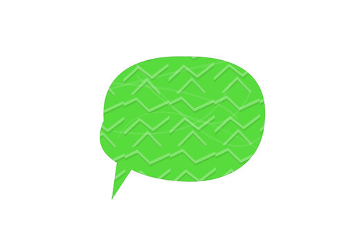 Green speech bubble icon with a zig zag pattern design isolated on transparent background