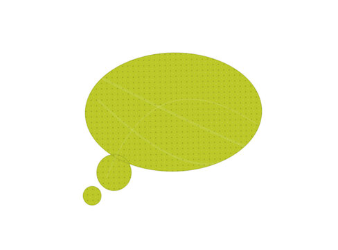 Green speech bubble icon with a simple dotted texture design isolated on transparent background