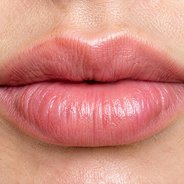 Natural Human Lips Smile Texture Details Isolated On White Background Cosmetics Skincare