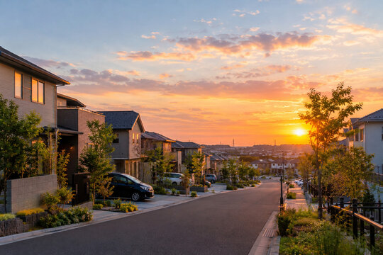 sunset in the city