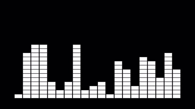 Sound line audio wave visualization  animationalpha chanel on black background for modern music bars animation, digital podcast waveform, high quality audio visualization element. 4k video
