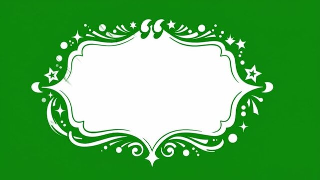 Animated line draws stylish white frame border green background peaceful calm serene happy joyful cheerful bright positive glowing shining shape