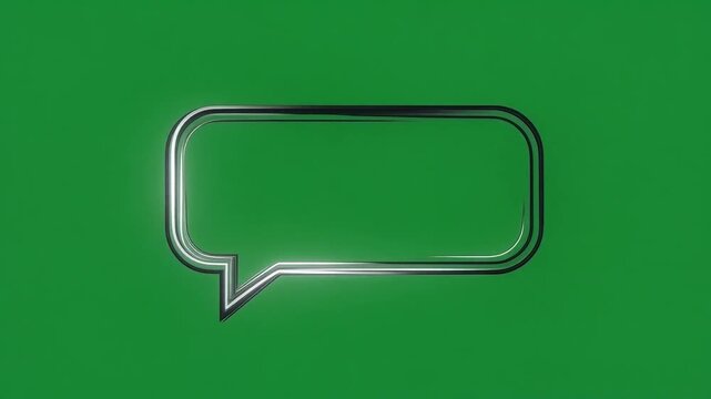 Animated line draw stylish speech bubble chat message green background graphic online social media interface communication vector icon symbol calm