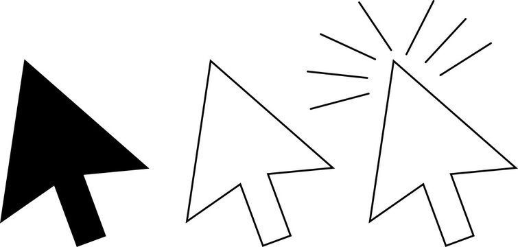 Black Click Cursor Icon, Computer Mouse Pointer Symbol