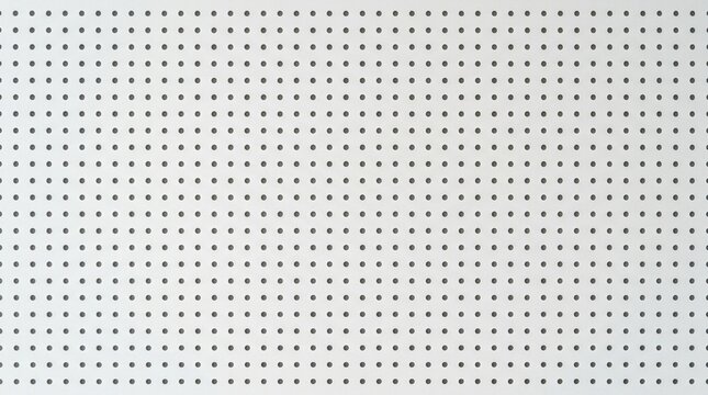 Perforated White Board with Grid of Holes, Background Pattern Texture