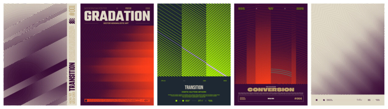 Abstract geometric vector swiss art bundle with sharp kinetic shift grid and brutalist halftone ornament, Geometric distortion patterns with linear gradient transition effect, Mix colorful poster 6