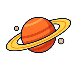 Saturn planet flat vector illustration with rings and moons © Stock Master 