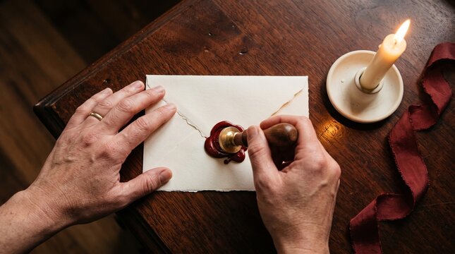 Wax seal and envelope for Christmas mail