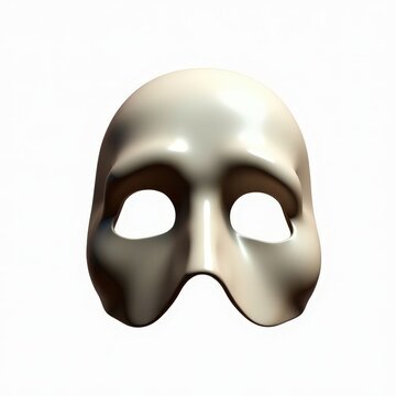 Vintage phantom of the opera half mask matte white with subtle antiquing on white background for costume, theater, masquerade, and drama concepts