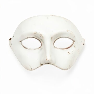 Vintagestyle phantom of the opera halfmask matte white antiqued finish classic masquerade disguise isolated on white background