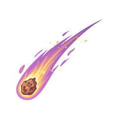 Purple Meteor Fireball with Colorful Flame Trail Vector Illustration © Pointline Visuals