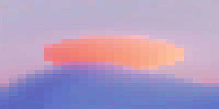 Abstract pixel art background featuring a soft gradient of pastel orange and purple tones creating a minimalist digital sunset or sunrise aesthetic design