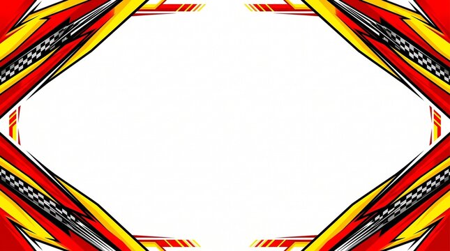 Vibrant Racing Frame with Cars, Checkered Flags, and Trophies	
