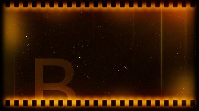 vintage negative film roll strip with sprocket holes and grunge, dust particle, scratches, noise, light leaks overlay looping in black background