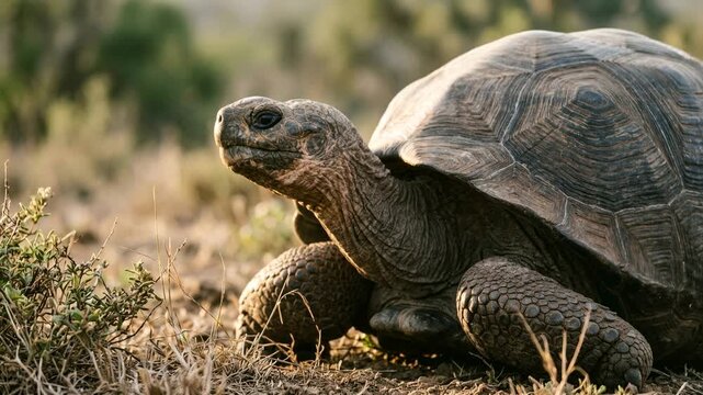 asian giant tortoise megalochelys close up at morning light in myanmar video