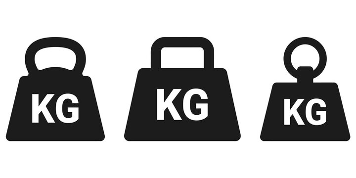 Three different weight plates with KG inscription on transparent background.