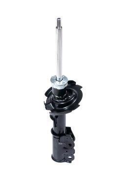 Black front shock absorber for car.