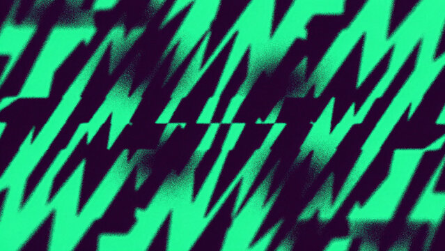 Abstract digital glitch pattern with jagged zigzag geometric shapes in neon green and dark black background