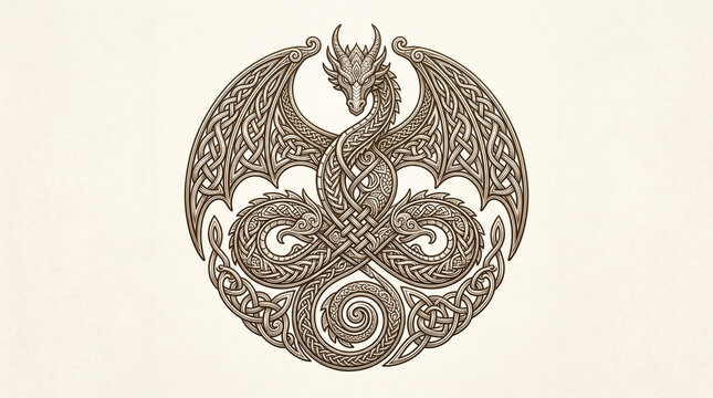 Intricate Nordic Dragon Knot Ornament Design Inspired by Traditional Celtic Viking Art Styles