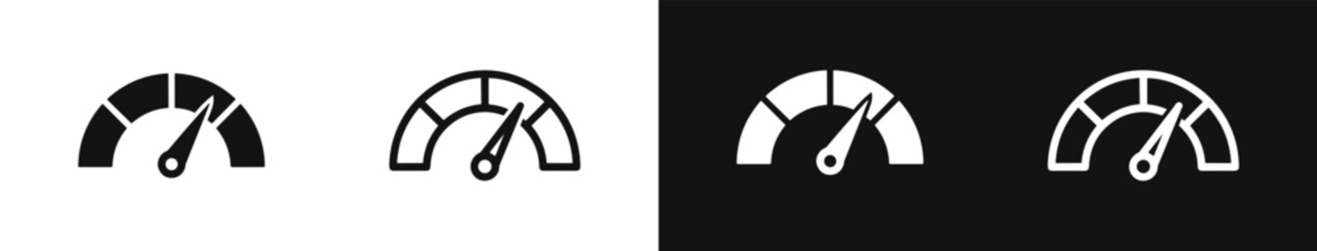Speedometer gauge vector icon set showing performance level