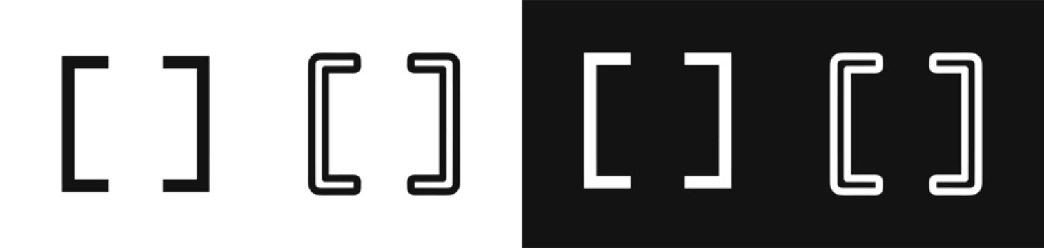 Square bracket icon set, code syntax vector