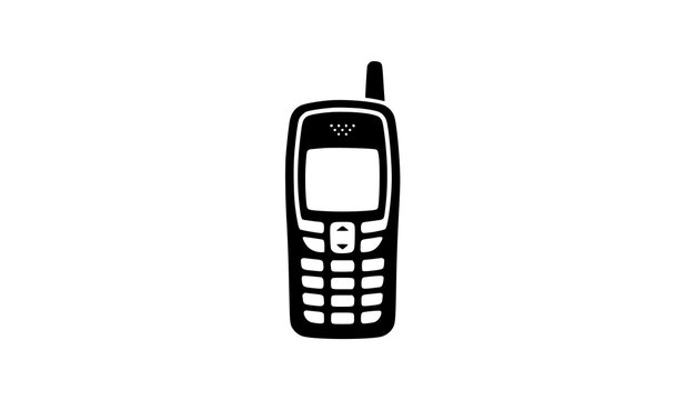 Vintage Cell Phone Classic Retro Mobile Communication Vector Silhouette