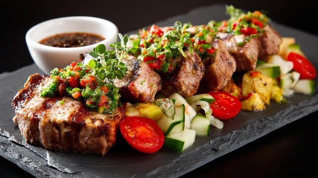 meat dish is the main focus of the image