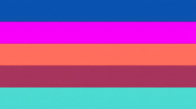 Vibrant horizontal stripes of blue, magenta, coral, burgundy, and teal in a bold, flat color