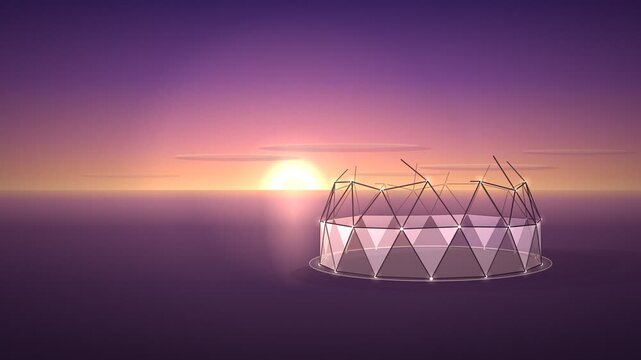 Geodesic Dome Assembly Sunset Build Animation