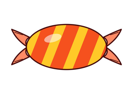 Wrapped twist candy Halloween illustration, striped sweet treat vector clipart