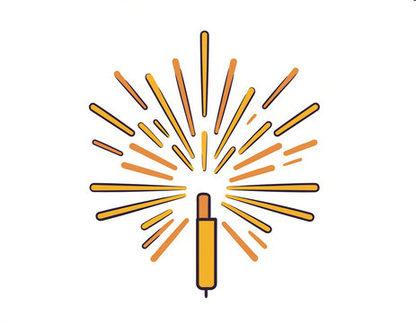 Sparkler Stick Emitting Radiant Light Burst Vector Icon