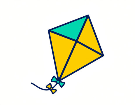 Kite Flat Vector Icon Diamond Toy with Tail Isolated on White