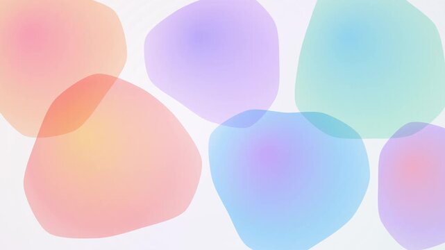 Soft Pastel Transparent Organic Blobs Floating on White Background 4K