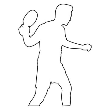 Line sketch of a table tennis player.