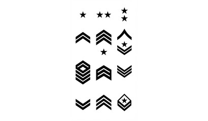 Fototapeta premium Untitled design - 1Military Rank Insignia Star and Chevron Symbol Collection Vector