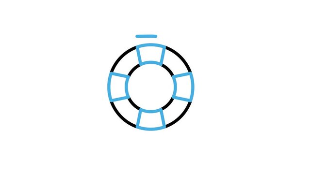Lifebuoy icon animation for safety, rescue, swimming belt, summer beach. Motion graphics video with alpha channel